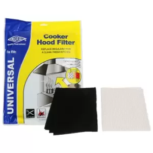 Electruepart - UNIVERSAL Cooker Hood Extractor Grease Filter, Paper & Charcoal Fibre Filter Kit - White