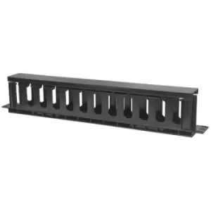 Intellinet 19" Cable Management Panel 19" Rackmount Cable Manager 1U with Cover Black