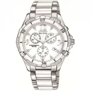Ladies Citizen Eco-drive Diamond Chronograph Stainless Steel Watch