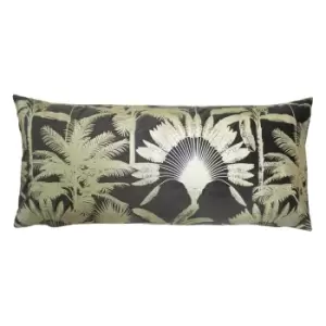 Malaysian Palm Foil Printed Cushion Mink, Mink / 33 x 70cm / Polyester Filled