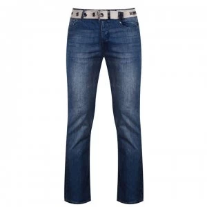 Lee Cooper Belted Jeans Mens - Dark Wash