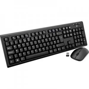 V7 Videoseven CKW200UK Keyboard and mouse set Splashproof English, QWERTY Black