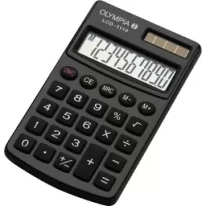 Olympia LCD 1110 Pocket calculator Black Display (digits): 10 solar-powered, battery-powered (W x H x D) 70 x 10 x 117 mm
