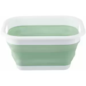 Premier Housewares Collapsible Green White Laundry Basket Multipurpose And Portable Made from Sturdy PP And Eco-friendly Rubber 34 x 24 x 44