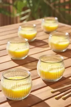 6 Pack Ribbed Glass Citronella Candle
