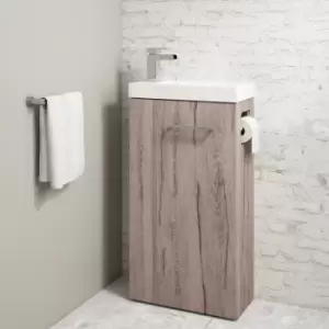 430mm Wood Effect Freestanding Cloakroom Vanity Unit with Basin and Chrome Handle - Virgo