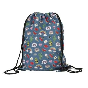 Sass & Belle Patches & Pins Drawstring Bag