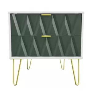 Copenhagen Ready Assembled Two Drawer Large Bedroom Cabinet Green