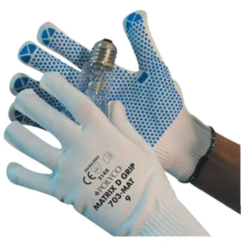 703-MAT Matrix D Palm-side Coated White Gloves - Size 9 - Polyco