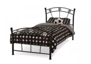 Serene Soccer 3ft Single Black Metal Bed