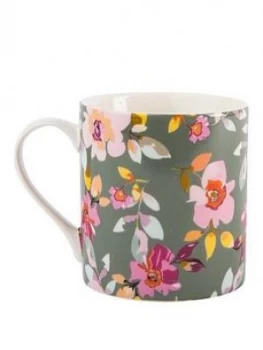 Summerhouse By Navigate Gardenia Gift Boxed Grey Floral Mug