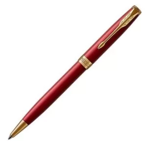 Parker Sonnet Red Lacquer Gold Trim Ballpoint Pen