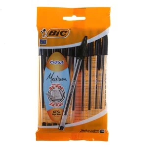 Bic Cristal Medium Ballpoint Pens - Pack of 10 - Black