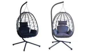 Hanging Swing Chair with Cushions, Dark Grey, Neo