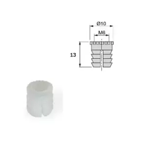 Emuca Furniture Plastic Socket - Size M6 13 x 10mm, Pack of 400