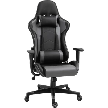 Vinsetto - High Back Racing Gaming Chair Reclining 360° Swivel Rocking Height Adjustable with Pillow and Build-in Lumbar Home Black PU Leather