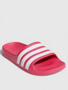 adidas Adilette Aqua Sliders - White/Pink, Size 6