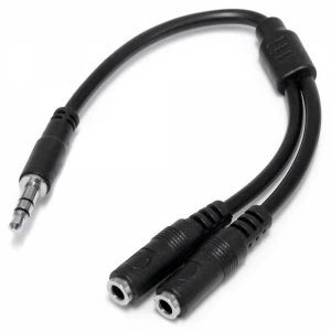 Slim Stereo Splitter Cable 3.5mm Male to 2x 3.5mm Female