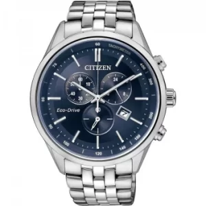 Mens Citizen Eco-drive Chronograph Wr100 Chronograph Stainless Steel Watch