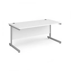 Dams International Rectangular Straight Desk with White MFC Top and Silver Frame Cantilever Legs Contract 25 1600 x 800 x 725mm