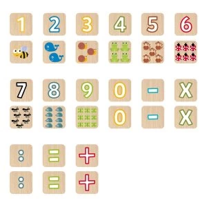 Seek'O Blocks Numbers and Animals Wooden Cubes (52 Pieces)