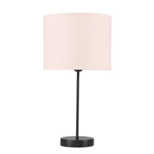 Value Essentials Charlie Black Table Lamp with Blush Pink Shade
