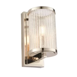 Easton 1 Light Wall Bright Nickel, Ribbed Glass With Bubbles, E14
