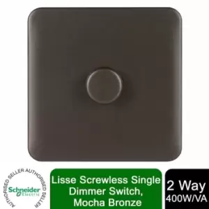 Schneider Electric - Lisse Screwless Single 2 Way Dimmer Switch 400W Mocha Bronze