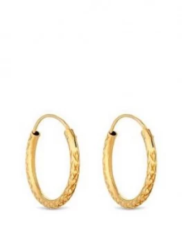Simply Silver 14Ct Gold Plated Sterling Silver Diamond Cut Hoop Earrings