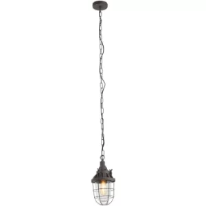 Sienna Ebbe Wire Frame Pendant Ceiling Light Brown Rust, Glass Transparent