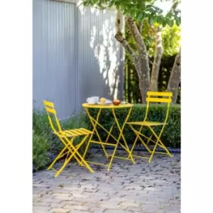 Indoor Outdoor Rive Droite Patio Bistro Set Chairs Lemon Steel - Garden Trading
