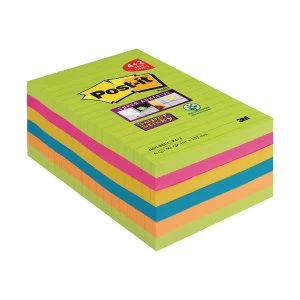 Post it Super Sticky Notes XXL Rainbow 101 x 152mm 90 Sheets Pack of