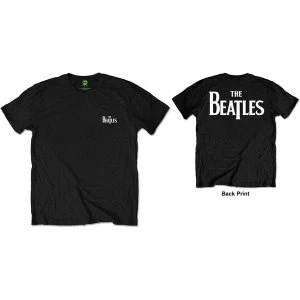The Beatles - Drop T White Logo Mens Medium T-Shirt - Black