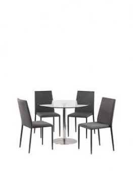 Julian Bowen Set Of Milan Table & 4 Jazz Grey Chairs