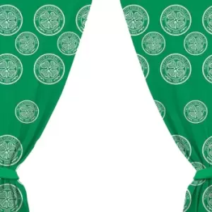 Celtic FC Repeat Logo Curtains (Pack of 2) (72in x 66in) (Green/White) - Green/White
