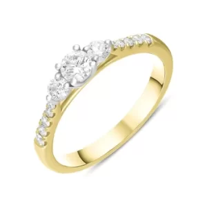 18ct Yellow Gold Diamond Three Stone Shoulder Set Ring