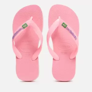Havaianas Girls Brasil Logo Flip Flops - Crystal Rose - UK 3-4 Kids