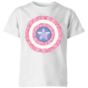 Marvel Captain America Flower Shield Kids T-Shirt - White - 7-8 Years - White