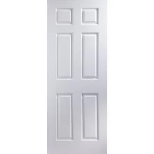 6 Panel Primed Woodgrain Internal Door H1981mm W610mm