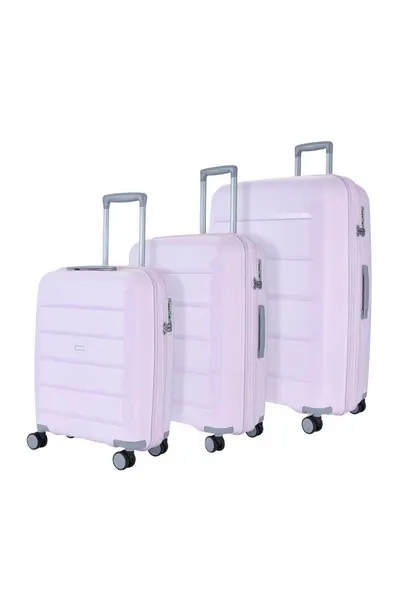 Rock Tulum 3 PC Set 8 Wheel Hardshell Expandable Suitcases Lilac