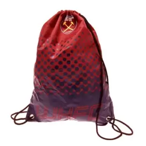 West Ham FC Official Fade Football Crest Drawstring Sports/Gym Bag (One Size) (Red)