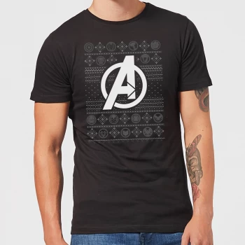 Marvel Avengers Logo Mens Christmas T-Shirt - Black - 3XL - Black