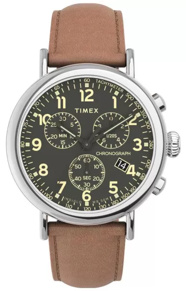Timex TW2V27500 Standard Chrono Brown Leather Strap Watch
