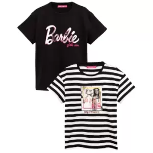 Barbie Girls T-Shirt (Pack of 2) (5-6 Years) (Black/White)