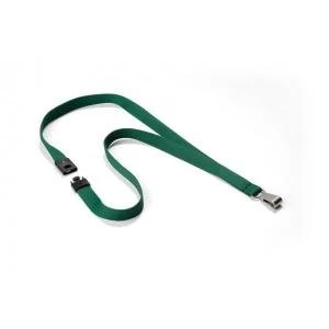 Durable 15mm Textile Lanyard Soft Colour Dark Green Pack of 10 812732