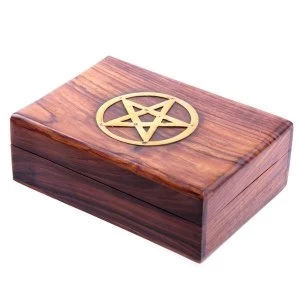 Sheesham Wood Pentagram 17.5cm Trinket Box