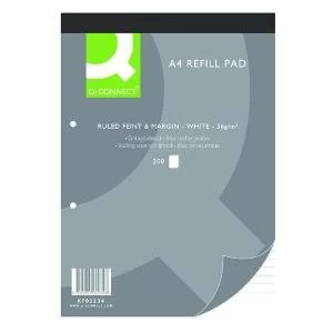 Q-Connect Feint Ruled Margin Headbound Refill Pad 200 Pages A4 Pack of