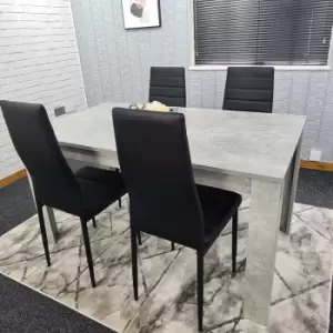 Dining Table set of 4 , Dining table with 4 chairs , Grey Table and 4 Black Chairs , 4 Black Chairs, Dining Table
