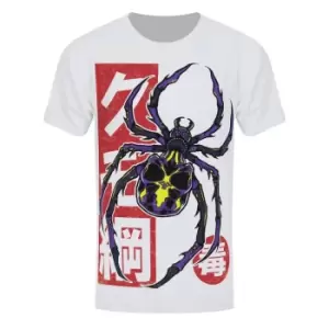 Unorthodox Collective Mens Spider Skull Tattoo T-Shirt (XXL) (White/Red/Purple)