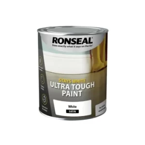 Ronseal Stays White Ultra Tough Paint Satin White 750ml